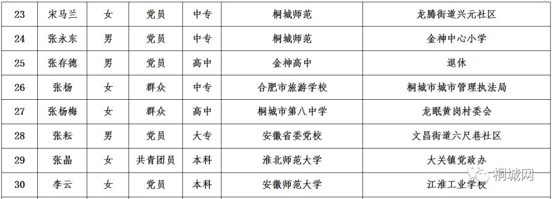 桐城市最新干部公示